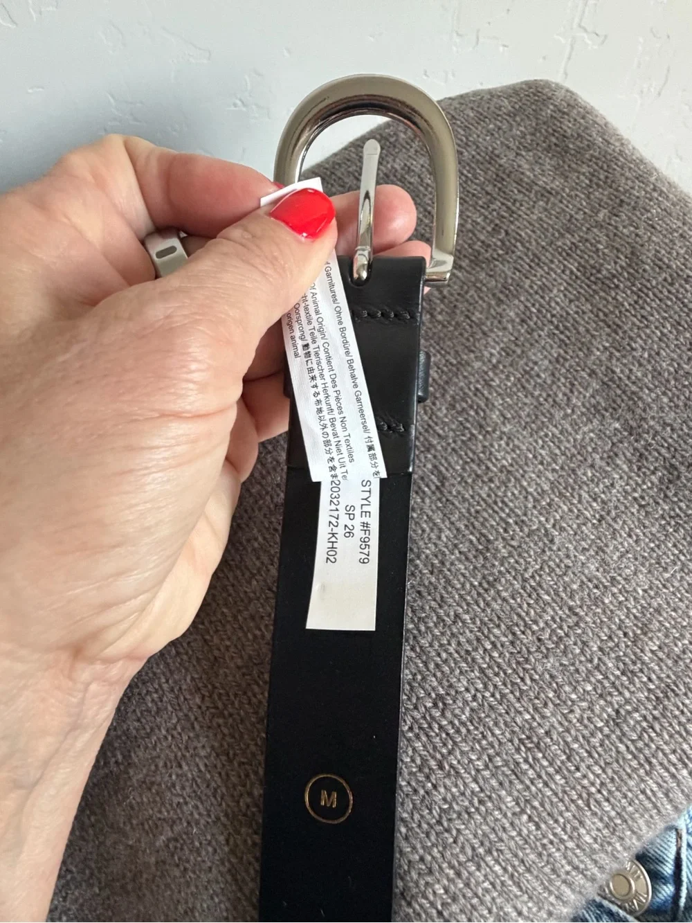 J.Crew Black Leather Belt Minimal Silver Buckle Size 38 Medium NWT - Picture 7 of 8
